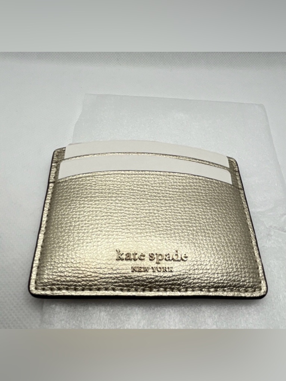 kate spade Metallic Champagne Gold Leather Card Case
